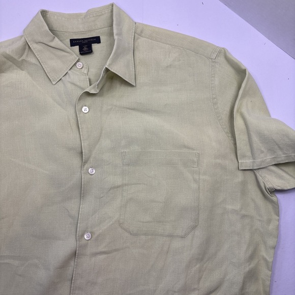 Banana Republic Green 100% Linen Standard Fit Short Sleeve Button Down Shirt XL - Picture 6 of 11